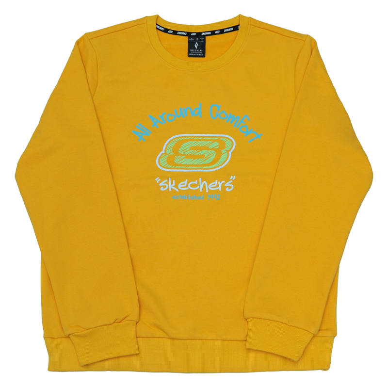 Skechers Sweatshirts Unisex Gold Yellow Crew Neck Moderate
