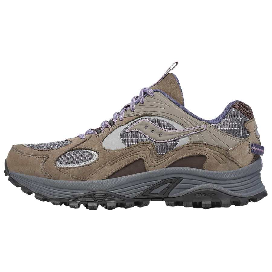 Saucony Grid Aura X Cushioning Breathable Support Running Shoes Unisex Gray Brown Purple