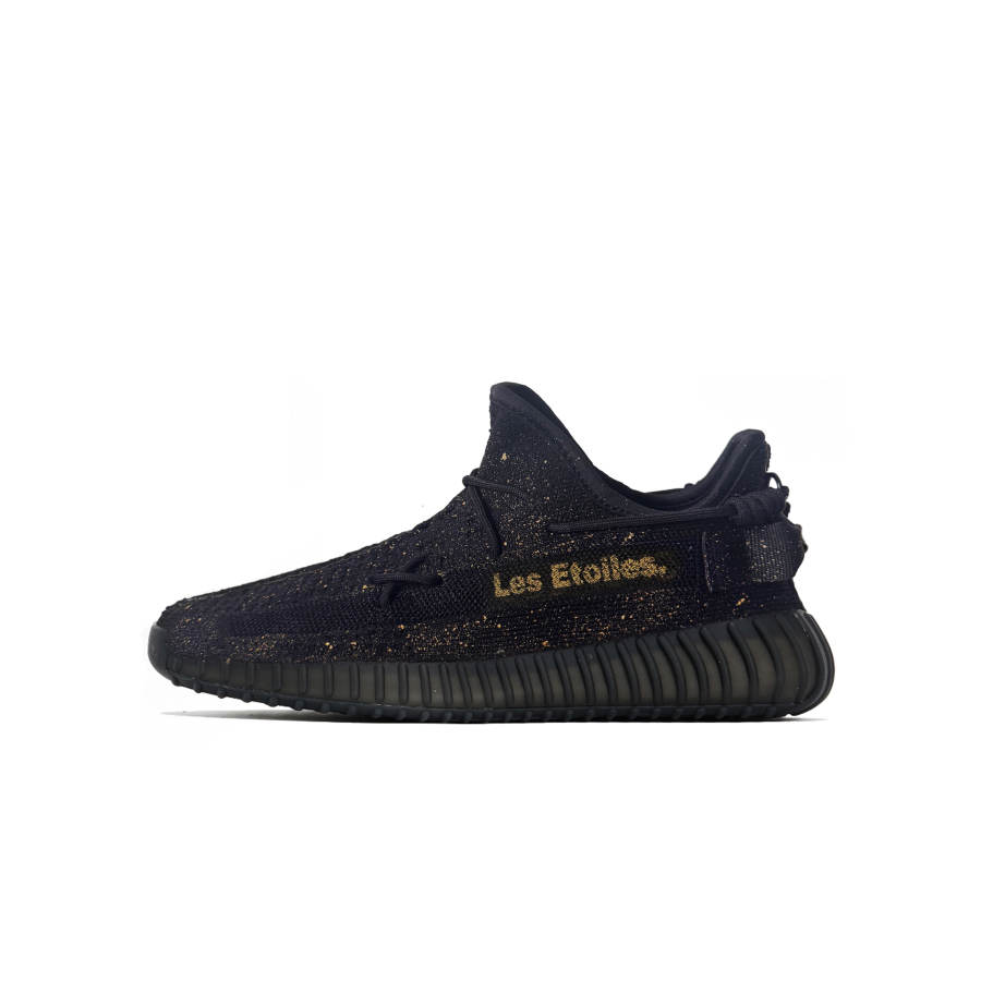 Adidas Originals Yeezy Boost 350 V2 Low top Casual Shoes Unisex Black Gold