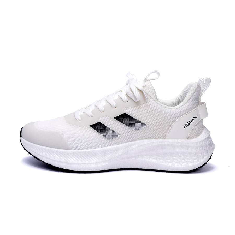 HUANQIU Slip Resistant, Abrasion Resistant, Height Increasing Low top Casual Running Shoes Men's White