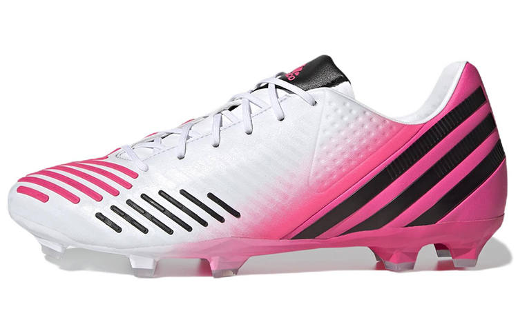 Adidas Adidas FG Firm Ground Slip Resistant Abrasion Resistant Coverage Support Soccer Shoes Men's White Black Pink