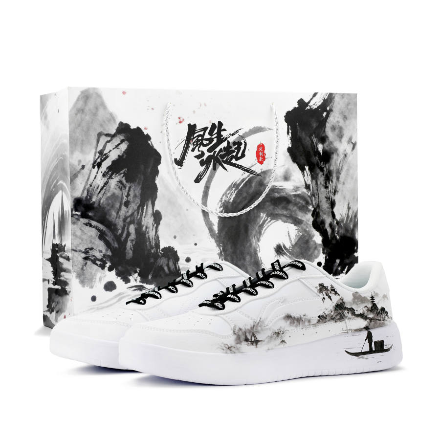 Li-Ning Li Ning Floating Boat Cloud Ink Mountain Boat Cushioning Low top Skateboard Shoes Unisex Black