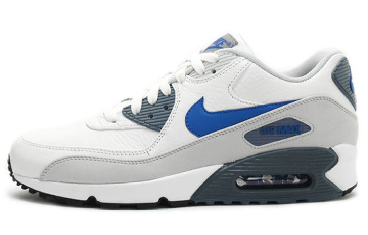 Nike Nike Air Max 90 Classic Vintage Leather Low top Air Cushion Running Shoes Men's White Blue
