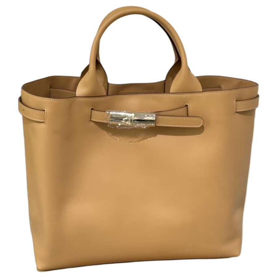 LONGCHAMP Calfskin Tote Bag, Shopping Bag, Handbag Women's Pink Brown
