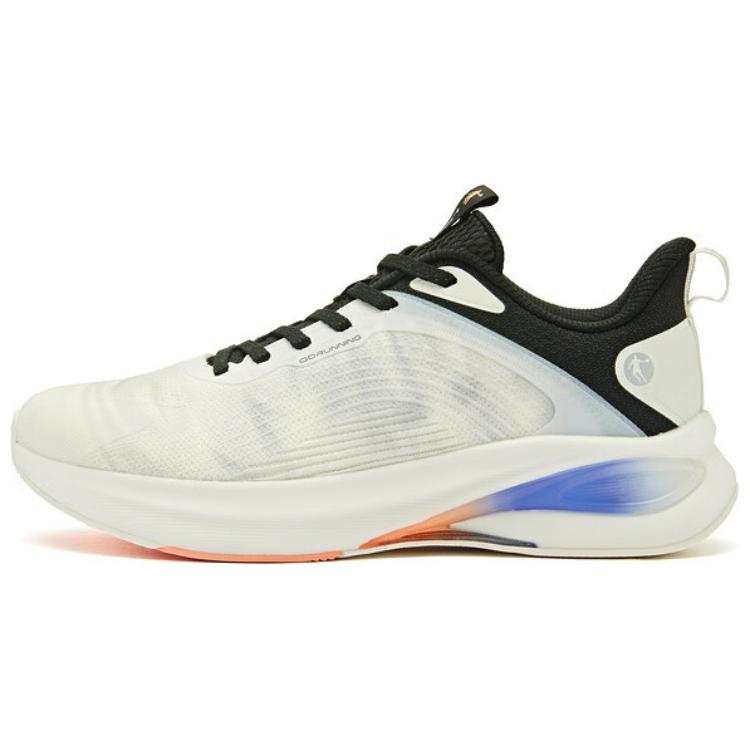 QIAODAN Cushioning Lightweight Cushioning Lightweight Low top Running Shoes Men's White Black Blue