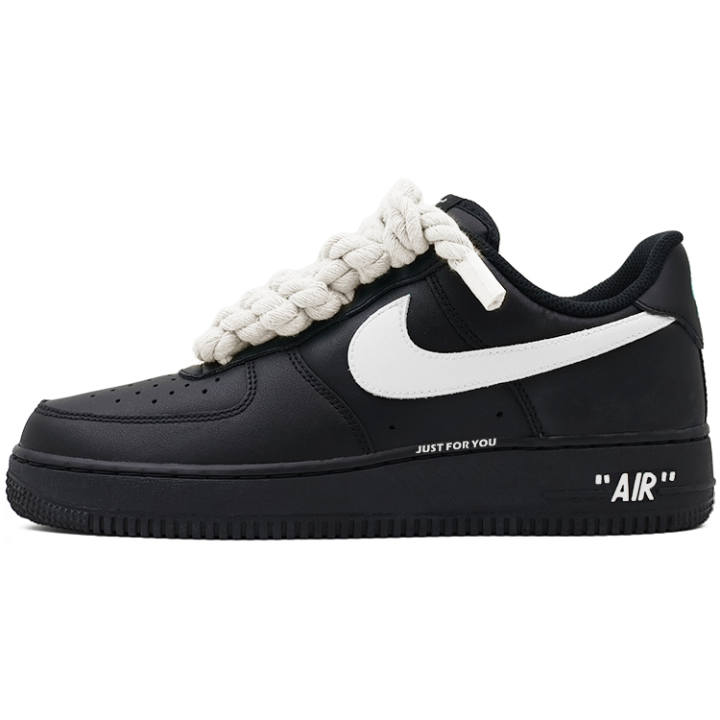 Nike Nike Air Force 1 Slip Resistant Abrasion Resistant Low top Skateboard Shoes Unisex Black White