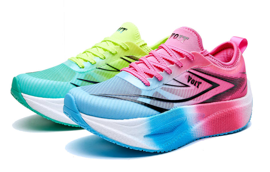 VOIT Low top Carbon Plate Marathon Training Running Shoes Unisex Left Rose Red Mismatched