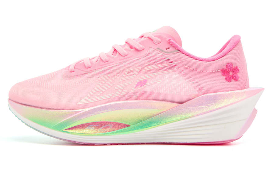 QIAODAN Flying Shadow PB5.0 Mesh Low top Marathon Racing Running Shoes Women's Pink Green