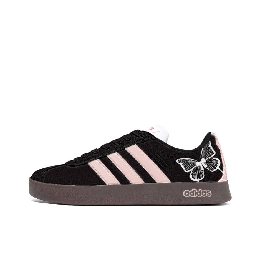 Adidas Neo Vl Court Captive Butterfly, Amber Leather Slip Resistant Low top Skateboard Shoes Unisex Black