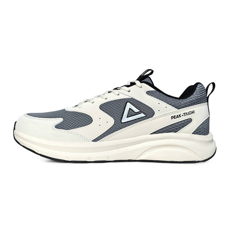 PEAK Cushioning Slip Resistant Abrasion Resistant Low top Casual Running Shoes Men's White Gray