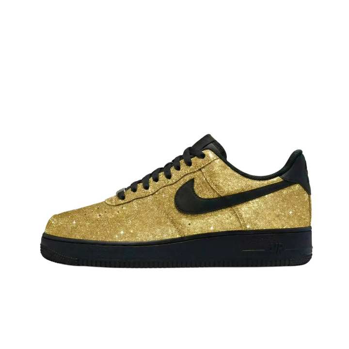 Nike Nike Air Force 1 Abrasion Resistant Height Increasing Low top Skateboard Shoes Unisex Black Gold