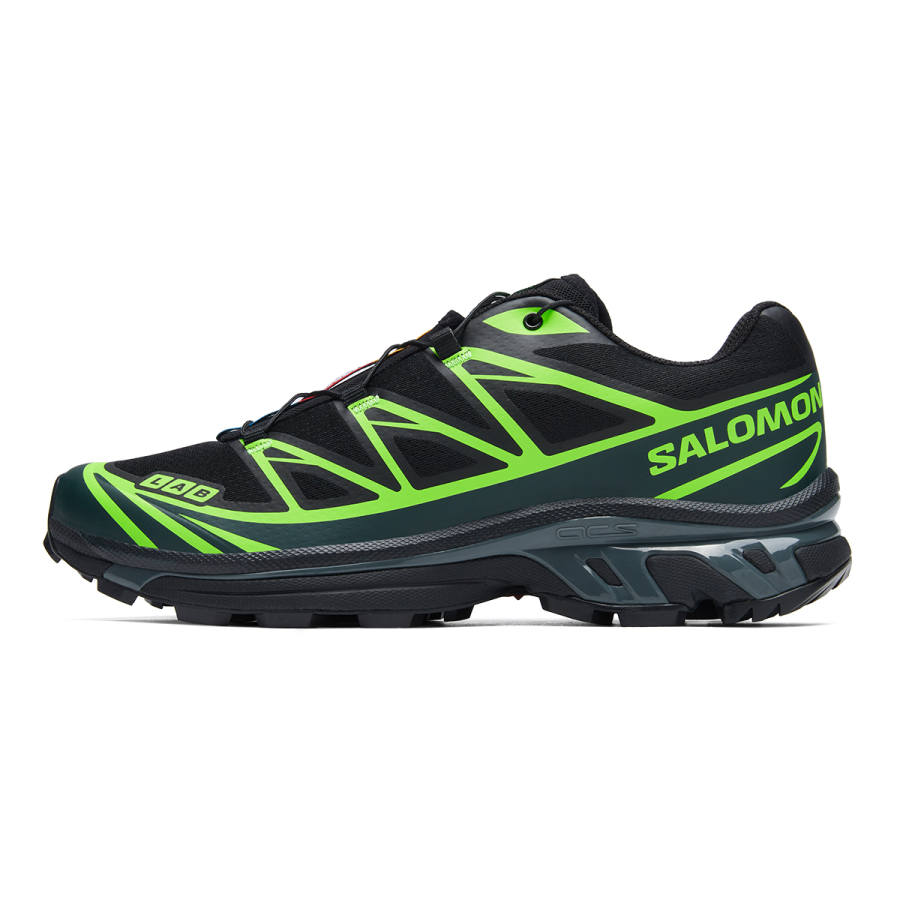 SALOMON XT 6 Fabric Low top Running Shoes Unisex Black Jack Pine Green
