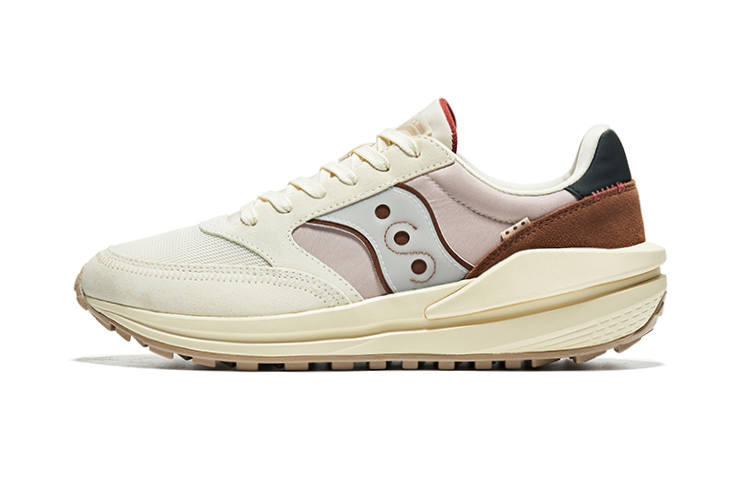 Saucony JAZZ RENEW Mesh, Nylon Slip Resistant Abrasion Resistant Low top Casual Running Shoes Unisex Beige Brown