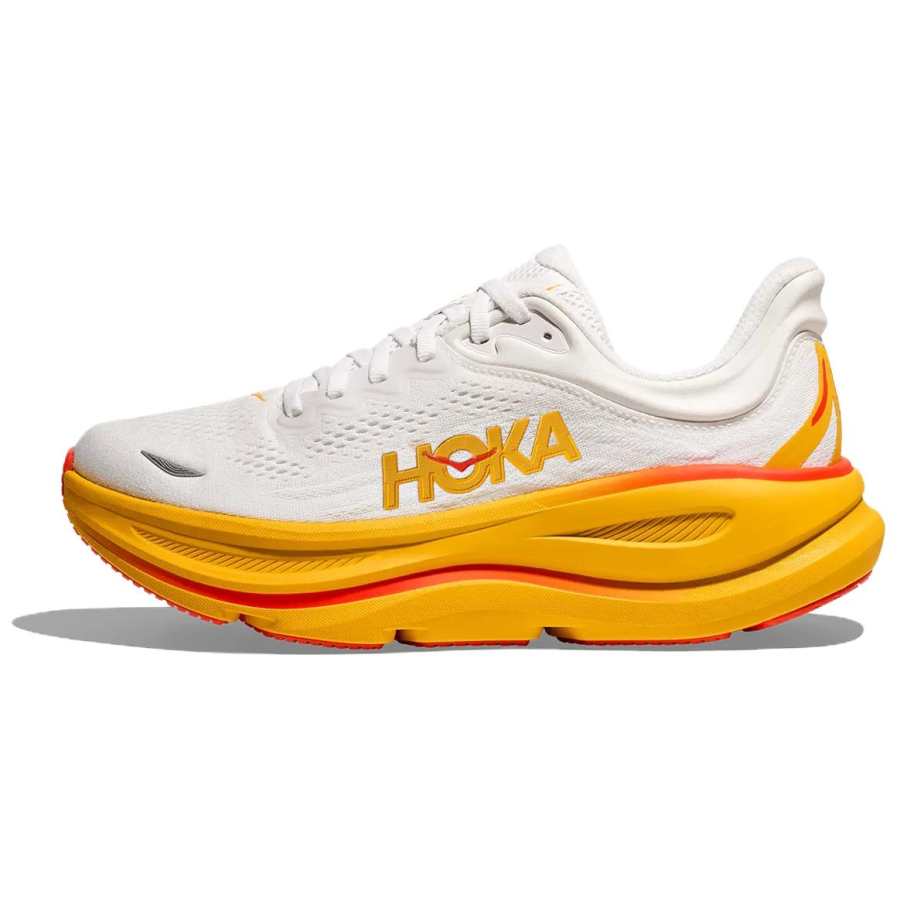 HOKA ONE ONE Bondi 9 Low top Rubber Long Distance Running Shoes Men's White Yellow