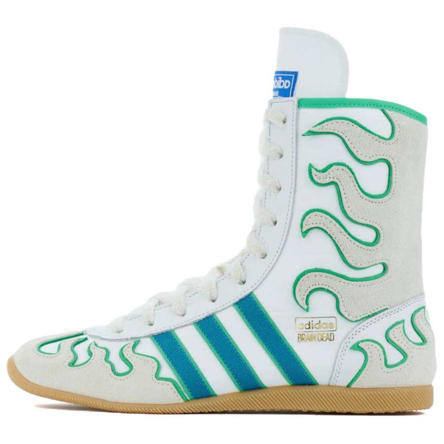 Adidas Brain Dead x Adidas Slip Resistant Abrasion Resistant High top Casual Shoes Unisex White Green