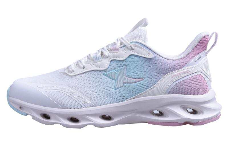 XTEP Textile, Synthetic Leather Cushioning Slip Resistant Low top Running Shoes Women's White Blue Pink