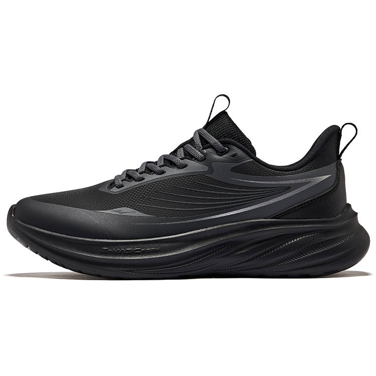 Erke Cushioning Rebound Low top Casual Running Shoes Men's Jet Black Carbon Gray