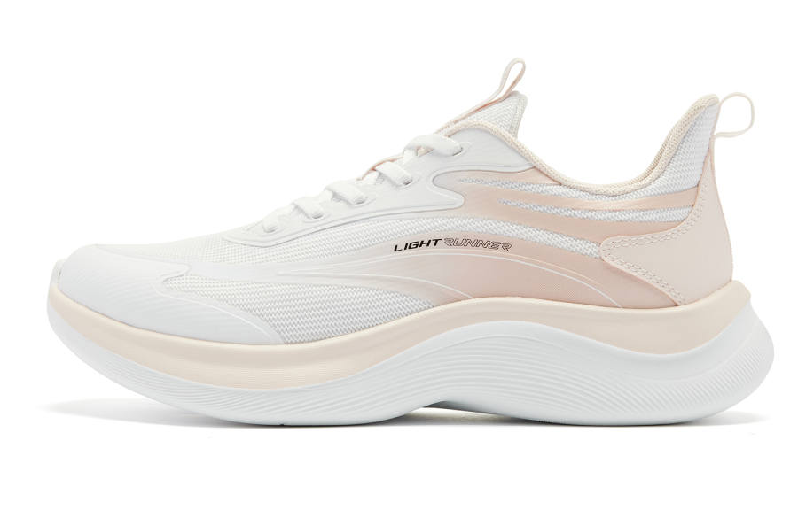 QIAODAN JoyStretch LITE Cushioning, Wear Resistant Low top Training Sprint Running Shoes Women's White Pink