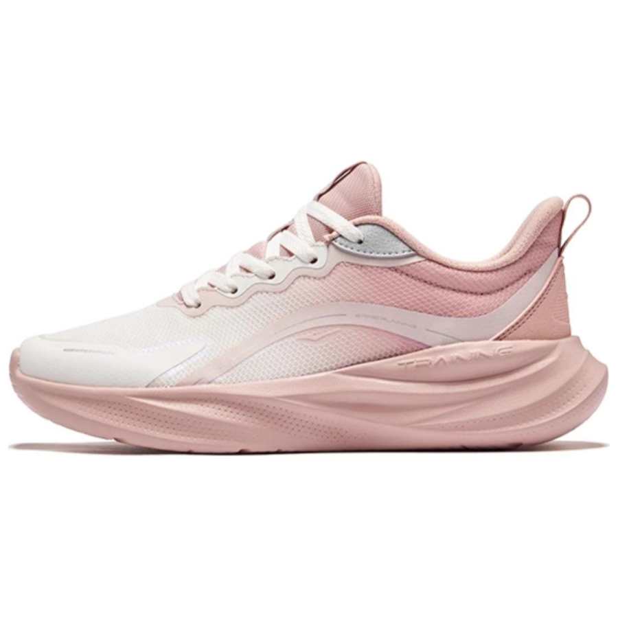 Erke Cushioning Slip Resistant Abrasion Resistant Low top Casual Running Shoes Women's White Pink