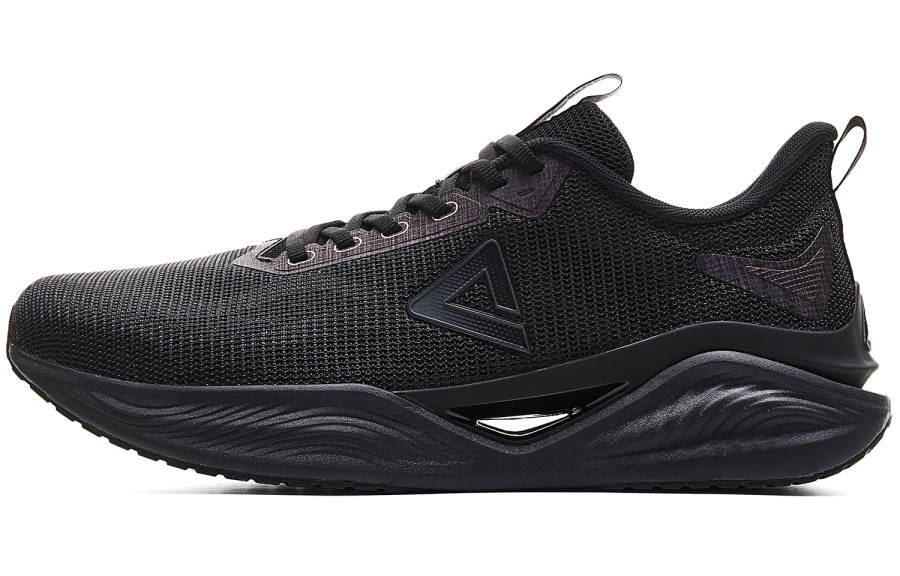 PEAK Abrasion Resistant Lightweight Rebound Low top Running Shoes Men's All Black