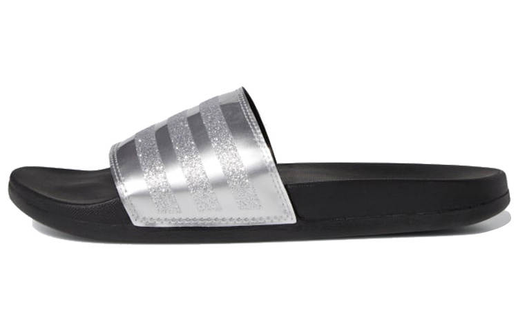 Adidas Adidas Adilette Comfort Slides 'Stripes Shimmer Silver Metallic' Women's