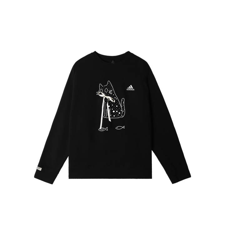 Adidas Adidas LABEL Sweatshirts Unisex Black Crew Neck Thickened