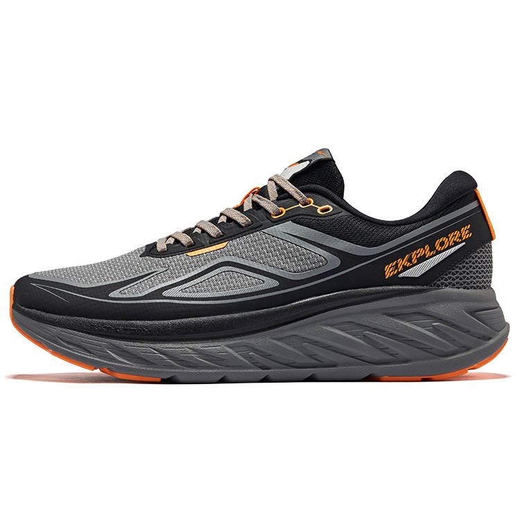 Erke Lightweight Rebound Lightweight Rebound Low top Qidan Technology Running Shoes Men's Carbon Gray Black