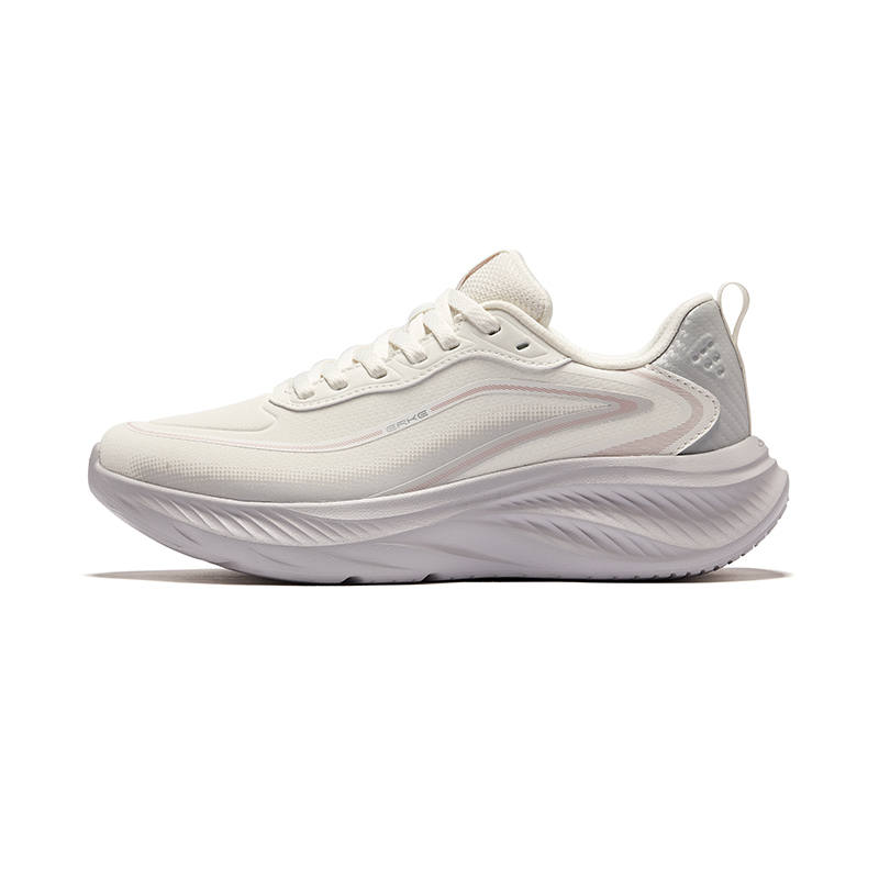 Erke Cloud Chase Running Shoes Women's Low Top Microcrystal White, Mist Gray