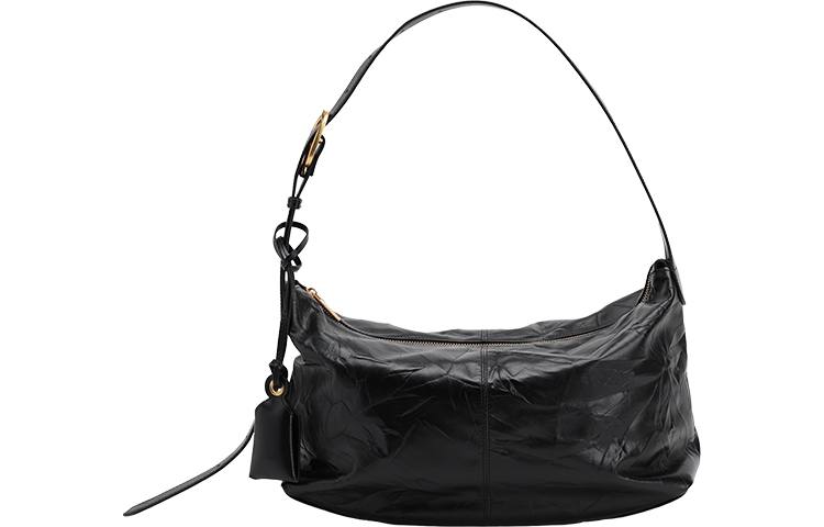 URBAN REVIVO Cow Leather Shoulder Bag Women's Black