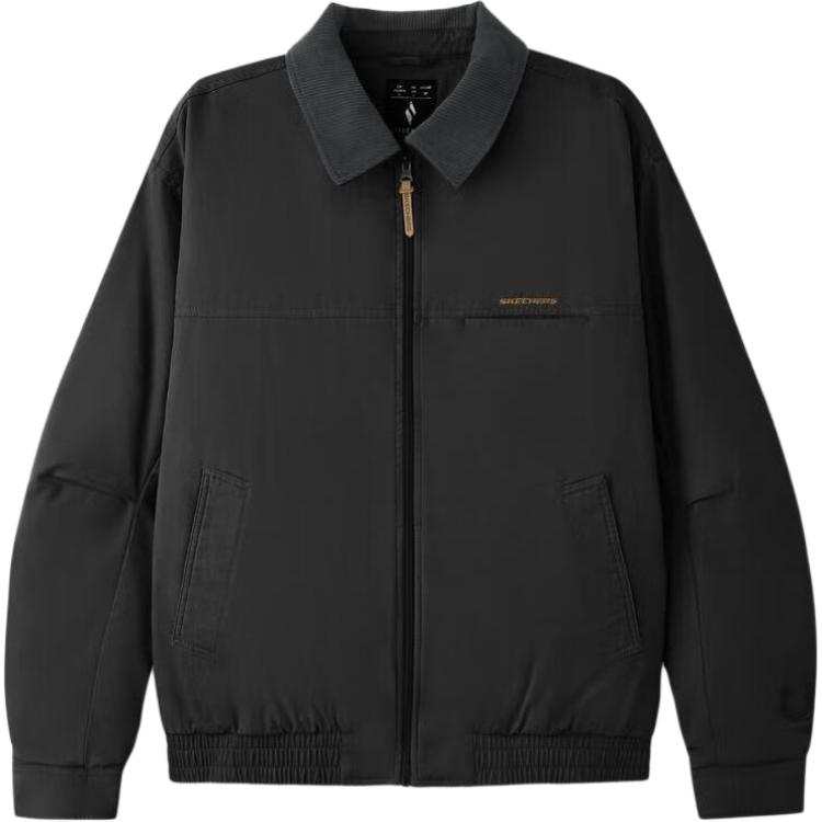 Skechers Puffer Jackets Unisex Carbon Black/0018 Lapel Moderate
