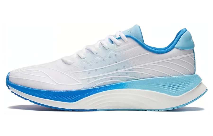 Li-Ning Li Ning Cushioning Slip Resistant Abrasion Resistant Low top Running Shoes Men's White Blue