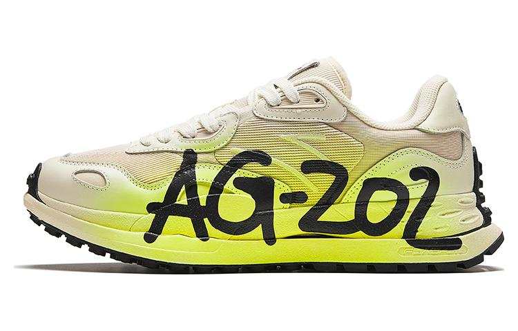 Anta Cushioning, Wear Resistant Low top Running Shoes Men's Beige Green Black