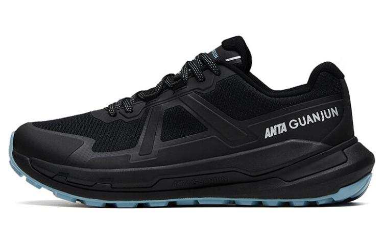 Anta Fabric Slip Resistant Abrasion Resistant Slip Resistant Abrasion Resistant Low top Running Shoes Men's Black Blue