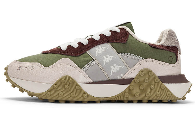 Kappa Textile, Leather Low top Training Running Shoes Unisex Green White Umber Gray