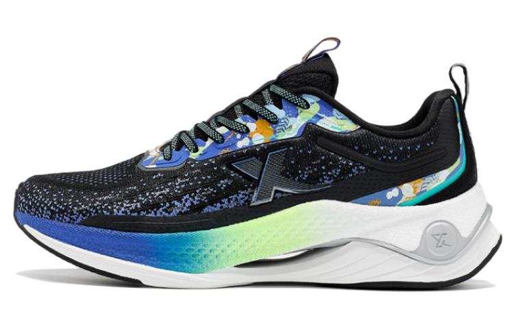 XTEP Cushioning Slip Resistant Abrasion Resistant Low top Running Shoes Men's Black Green Blue