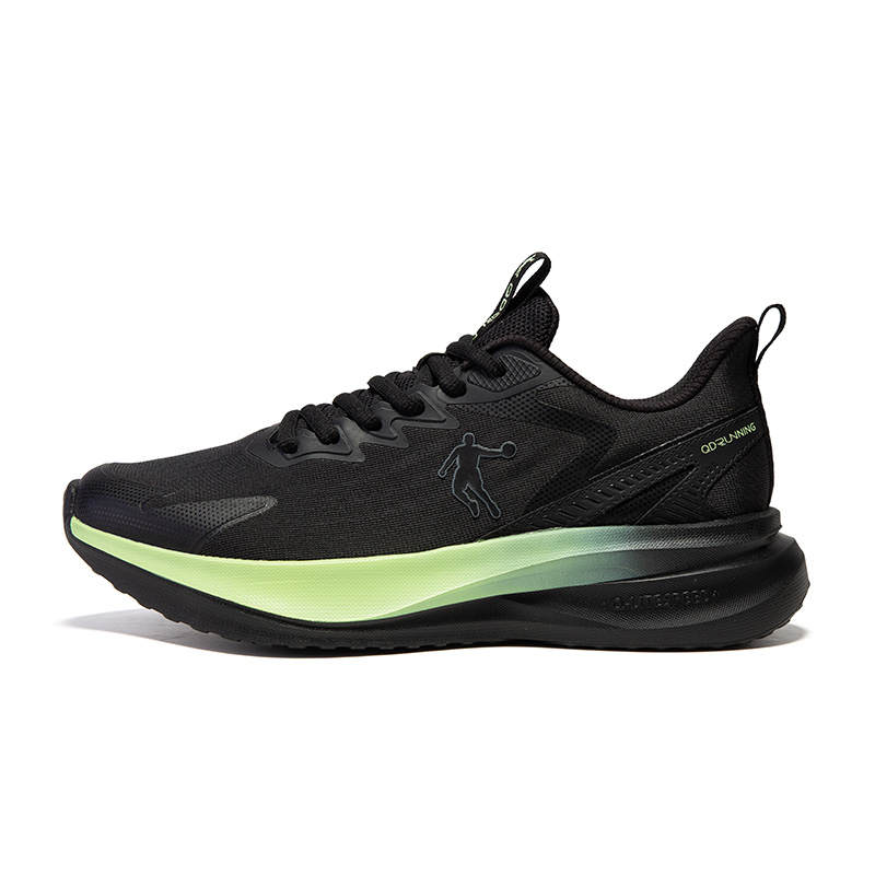 QIAODAN Cushioning Breathable Lightweight Low top Casual Running Shoes Men's Black Oil Green