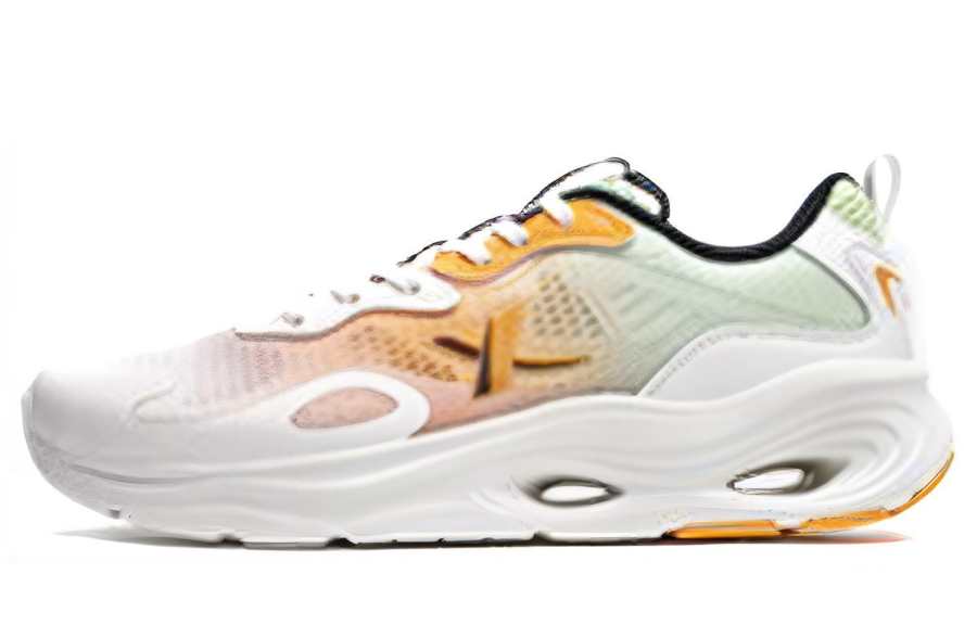 XTEP Yi Chen Slip Resistant, Abrasion Resistant, Breathable Low top Running Shoes Men's White Yellow Green