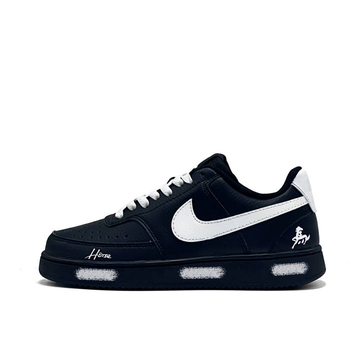 Nike Nike Court Vision Low White Trace Knight Abrasion Resistant Low top Skateboard Shoes Unisex Black White