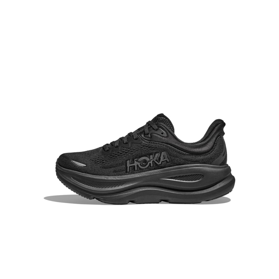HOKA ONE ONE Bondi 9 Synthetic Leather Low top Marathon Long Distance Running Sprint Running Shoes Men's Black Wide Fit