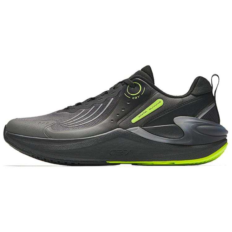 Anta C37+ Fabric Cushioning Rebound Low top Running Shoes Men's Black Green