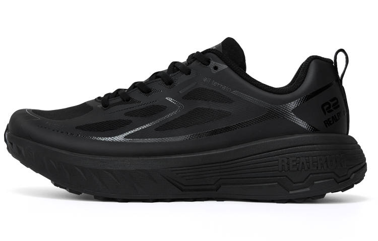 R2 REALRUN Trail Running Cushioning Slip Resistant Abrasion Resistant Low top Running Shoes Unisex Black