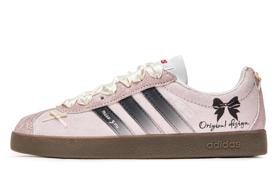 Adidas Adidas VL COURT 2.0 Slip Resistant Abrasion Resistant Low top Skateboard Shoes Unisex Light Pink