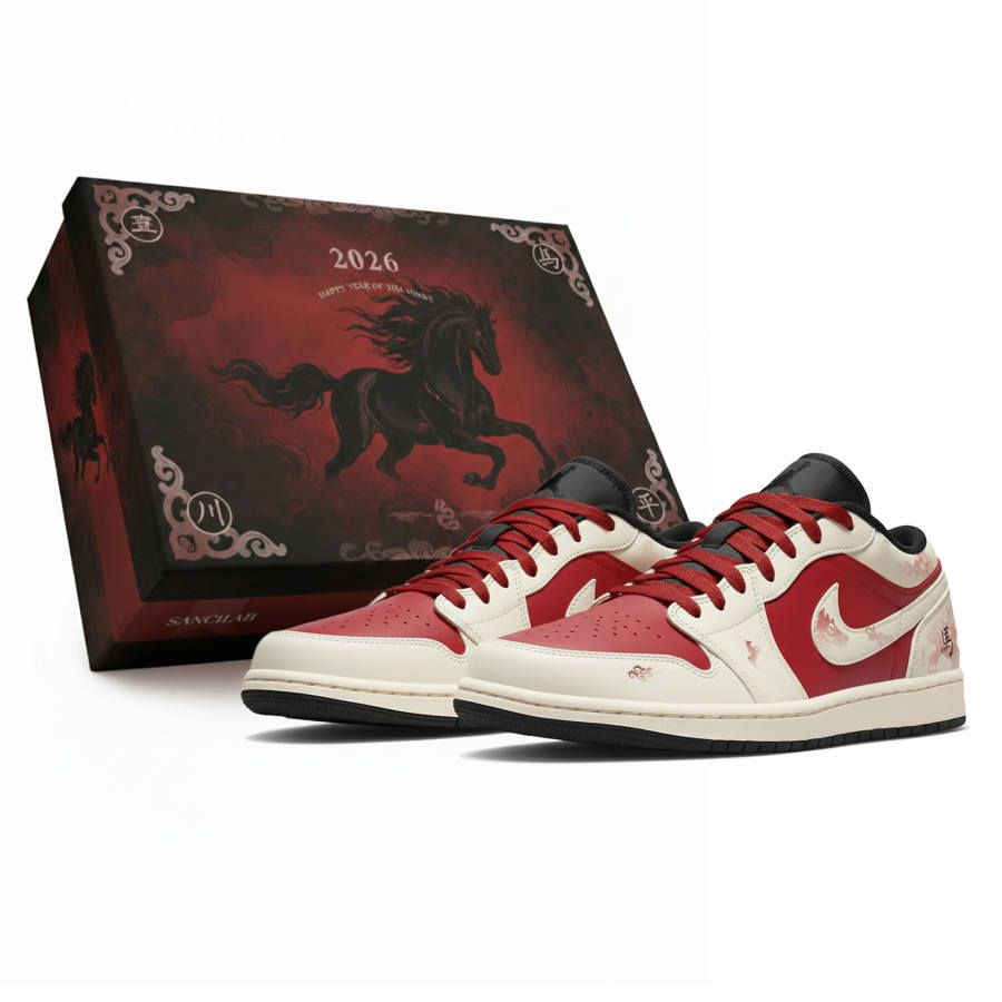 Jordan Jordan Air Jordan 1 LOW Three Times Laboratory, Year Of The Horse, Red Rabbit Brings Blessings, Box Abrasion Resistant