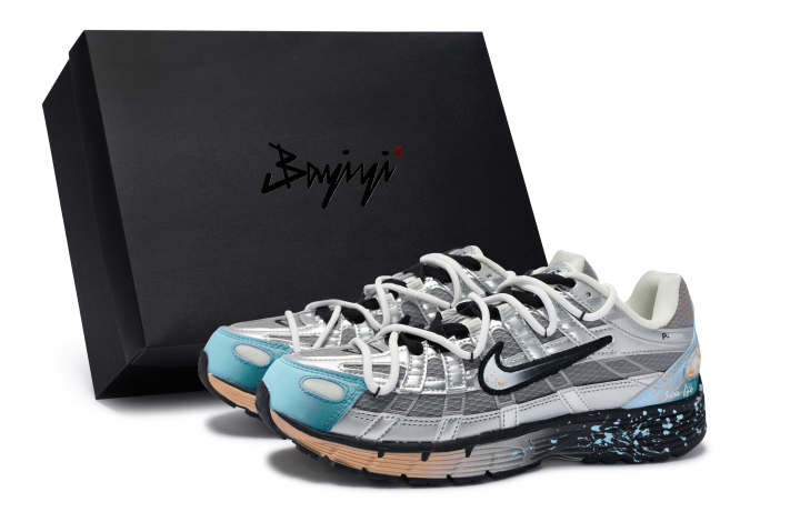 Nike Nike P 6000 Slip Resistant, Abrasion Resistant, Breathable Low top Casual Running Shoes Unisex Silver Gray Blue Orange