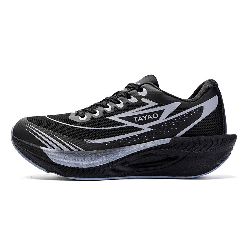 TAYAO Cushioning Slip Resistant Breathable Low top Carbon Plate Running Shoes Unisex Black