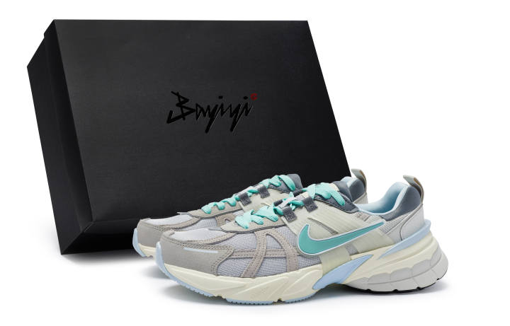 Nike Nike V2K Run Slip Resistant Lightweight Non slip Lightweight Low top Running Shoes Women's Gray Blue White Tiffany