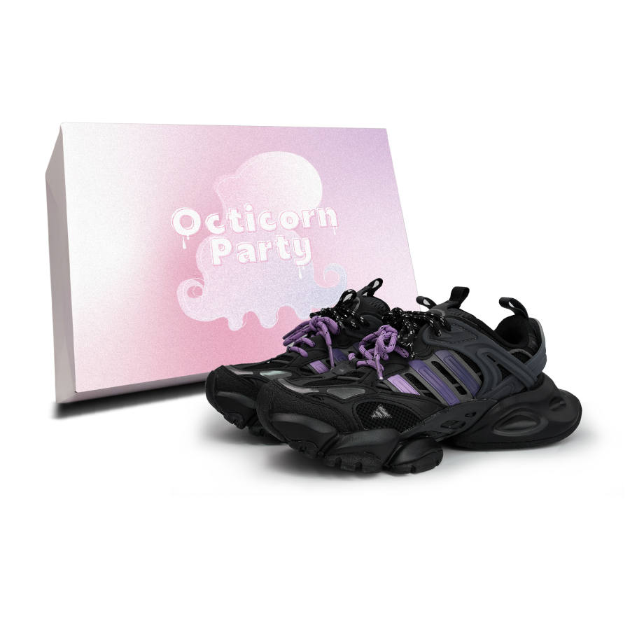 Adidas Adidas XLG RUNNER DELUXE Abrasion Resistant Slip Resistant Low top Running Shoes Unisex Black Purple