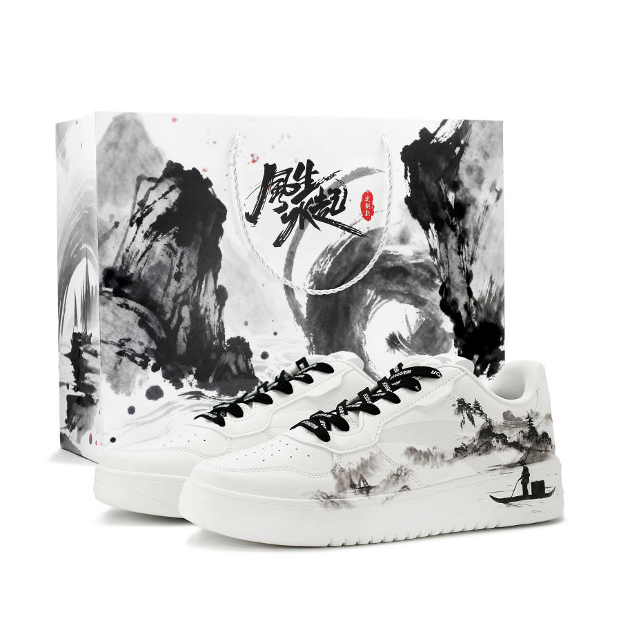 Anta Easy Ink Wash River Cruise Synthetic Leather Cushioning Low top Skateboard Shoes Unisex Black