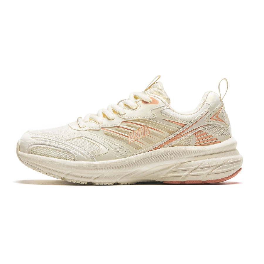 Anta Fabric Cushioning, Wear Resistant Low top Running Shoes Women's Light Beige White