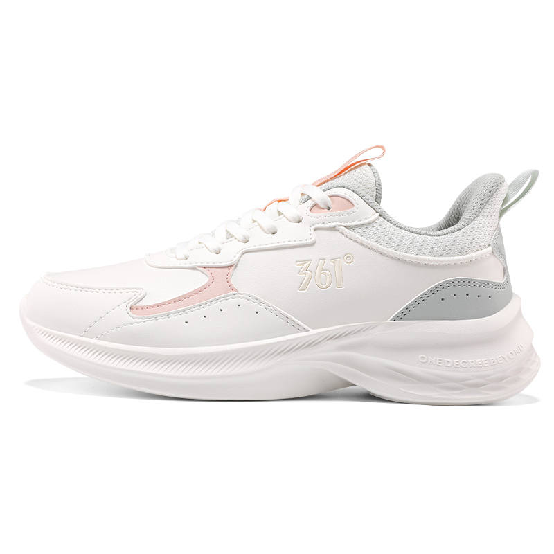 361° Cushioning Slip Resistant Abrasion Resistant Low top Casual Running Shoes Women's White Pink